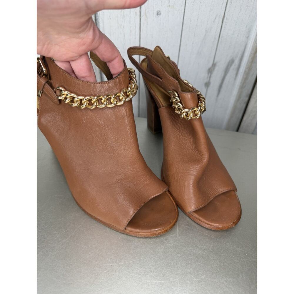 Coach Leanna Soft Leather Womens Slingback Heeled Sandals Chain Accent Size 11 - Picture 4 of 7